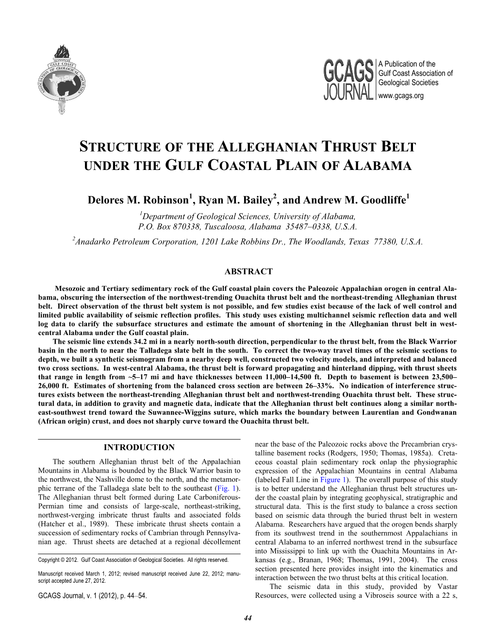 Structure of the Alleghanian Thrust Belt Under the Gulf Coastal Plain of Alabama