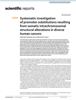 Systematic Investigation of Promoter Substitutions Resulting from Somatic