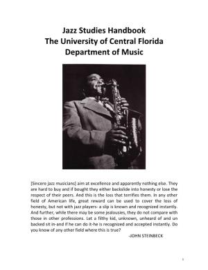 Jazz Studies Handbook the University of Central Florida Department of Music