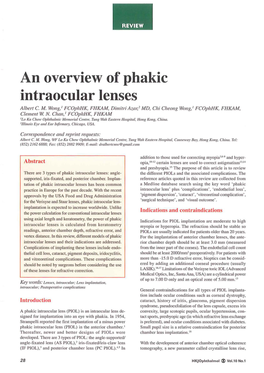 An Overview of Phakic Intraocularlenses Albert C