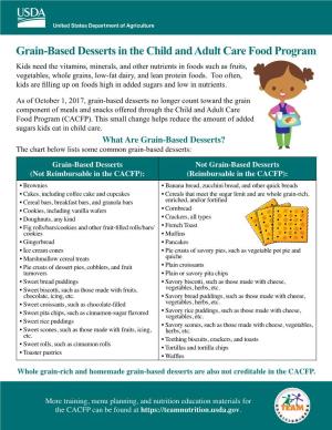Grain-Based Desserts in the Child and Adult Care Food Program