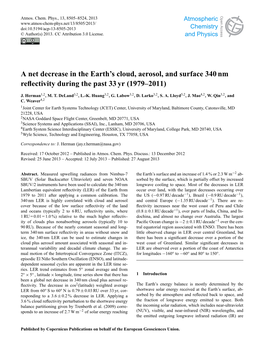 A Net Decrease in the Earth's Cloud, Aerosol, And