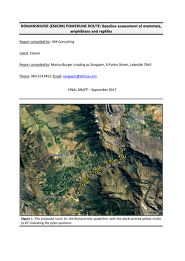 ROMANSRIVIER (ESKOM) POWERLINE ROUTE: Baseline Assessment of Mammals, Amphibians and Reptiles