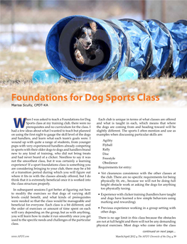 Foundations for Dog Sports Class Marisa Scully, CPDT-KA