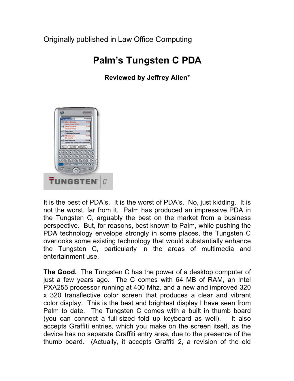 Palm's Tungsten C