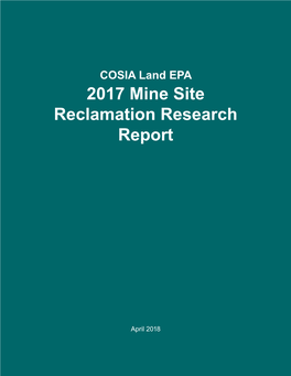 2017 Mine Site Reclamation Research Report