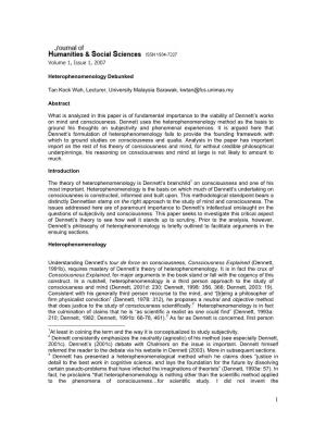 Volume 1, Issue 1, 2007 Heterophenomenology Debunked