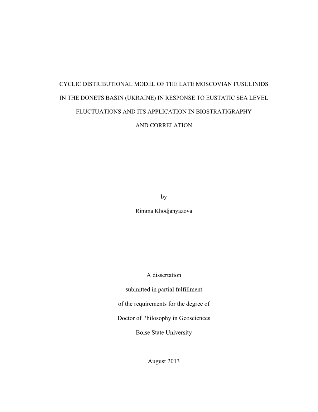 Cyclic Distributional Model of the Late Moscovian Fusulinids in the Donets