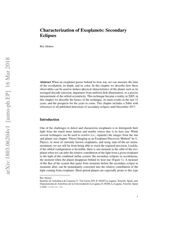 Characterization of Exoplanets: Secondary Eclipses
