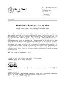 Host Immunity to Malassezia in Health and Disease