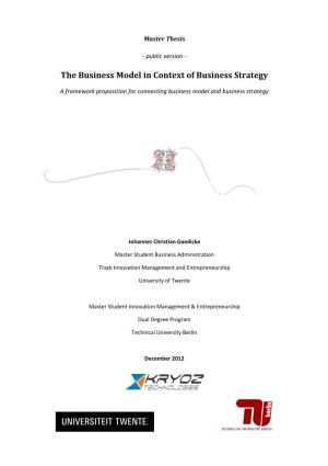 The Business Model in Context of Business Strategy