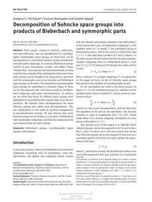 Decomposition of Sohncke Space Groups Into Products of Bieberbach and Symmorphic Parts