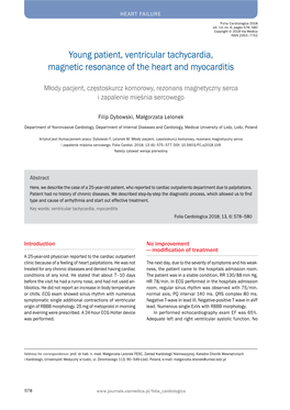 Young Patient, Ventricular Tachycardia, Magnetic Resonance of the Heart and Myocarditis