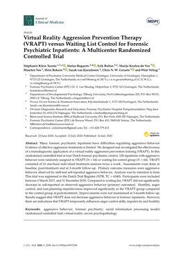 Virtual Reality Aggression Prevention Therapy (VRAPT) Versus Waiting List Control for Forensic Psychiatric Inpatients: a Multicenter Randomized Controlled Trial