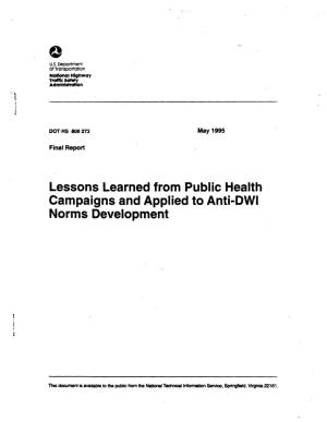 Lessons Learned from Public Health Campaigns and Applied to Anti-DWI Norms Development