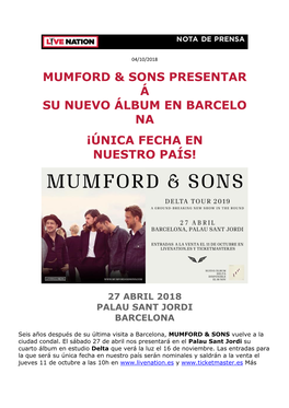 Mumford & Sons Presentar Á Su Nuevo Álbum En