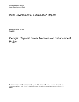 IEE: Georgia: Regional Power Transmission Enhancement Project