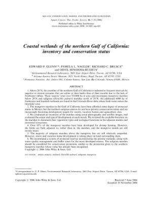 Coastal Wetlands of the Northern Gulf of California: Inventory and Conservation Status