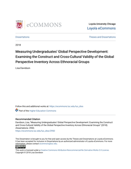 Examining the Construct and Cross-Cultural Validity of the Global Perspective Inventory Across Ethnoracial Groups