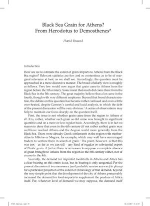 Black Sea Grain for Athens? from Herodotus to Demosthenes*