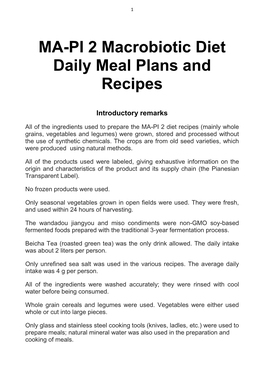 MA-PI 2 Macrobiotic Diet Daily Meal Plans and Recipes