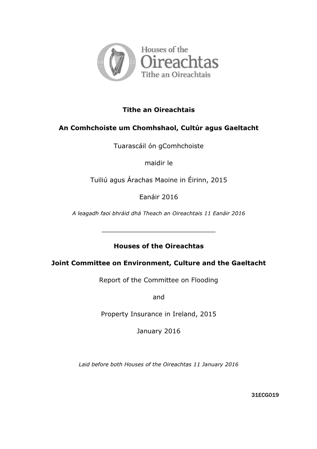 Report of the Joint Committee on Flooding and Property Insurance in Ireland 2015