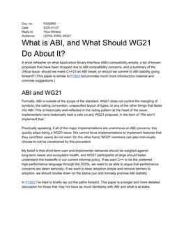 What Is ABI, and What Should WG21 Do About