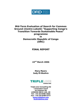 Mid-Term Evaluation of Search for Common Ground (Centre Lokol
