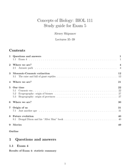 Concepts of Biology: BIOL 111 Study Guide for Exam 5