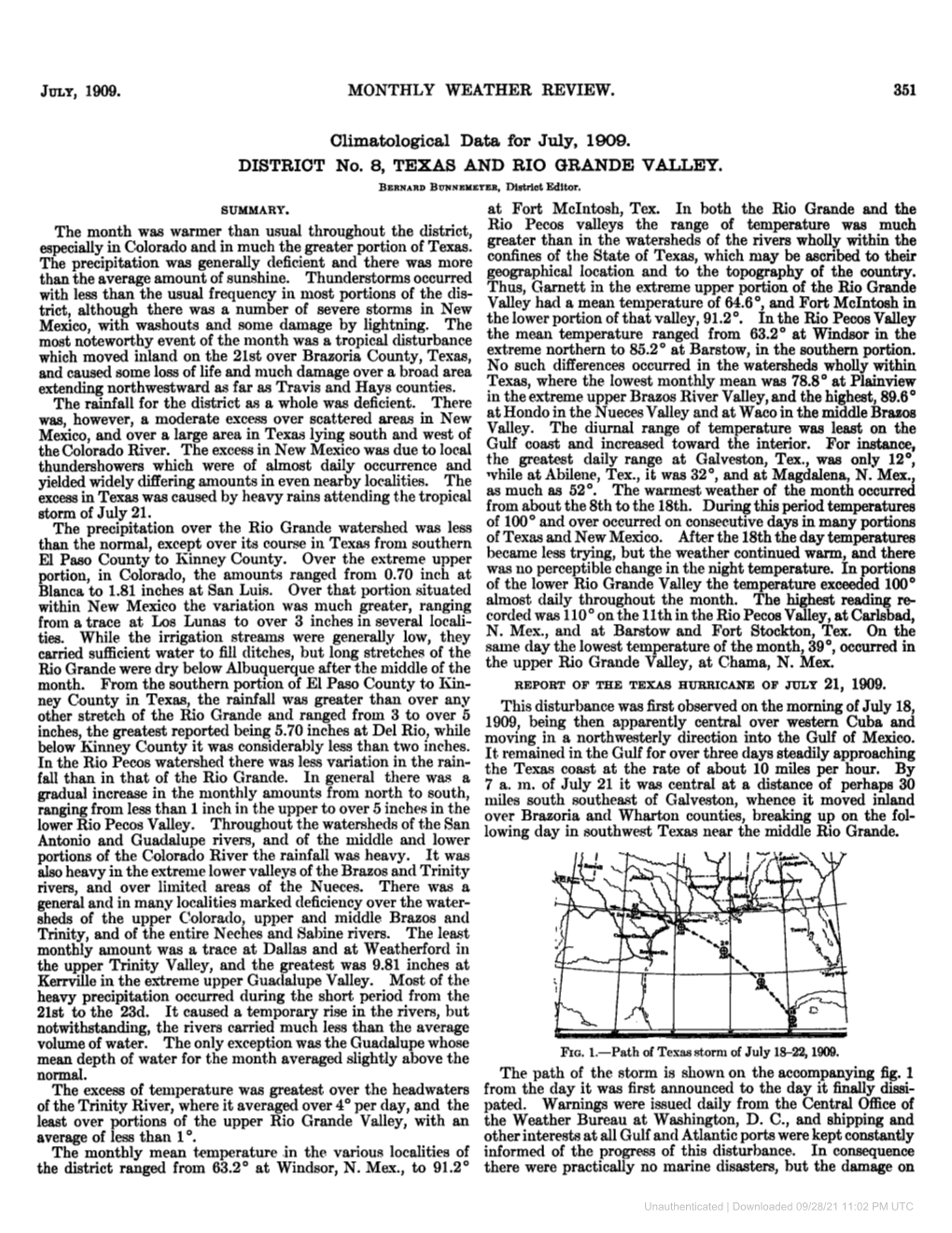 July, 1909. Monthly Weather Review