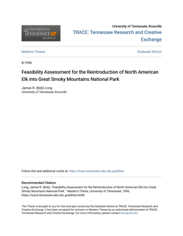 Feasibility Assessment for the Reintroduction of North American Elk Into Great Smoky Mountains National Park