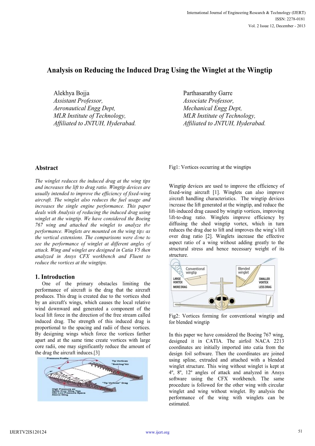 Analysis on Reducing the Induced Drag Using the Winglet at the Wingtip