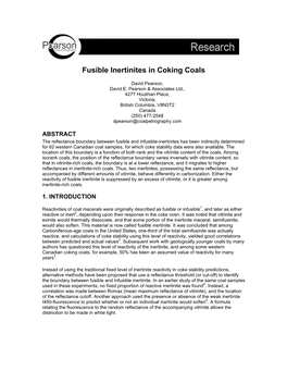 Fusible Inertinites in Coking Coals