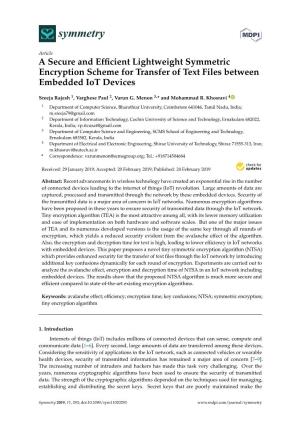 A Secure and Efficient Lightweight Symmetric Encryption Scheme For