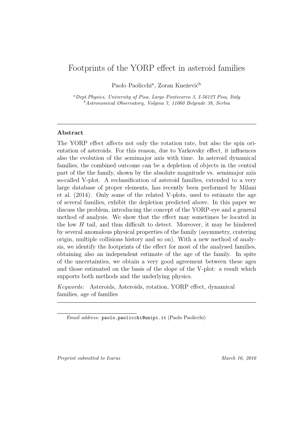 Footprints of the YORP Effect in Asteroid Families