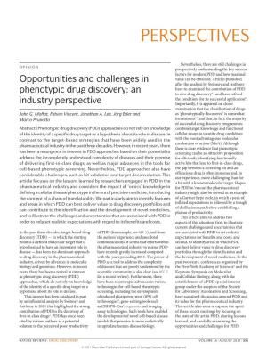 Opportunities and Challenges in Phenotypic Drug Discovery: an Industry Perspective
