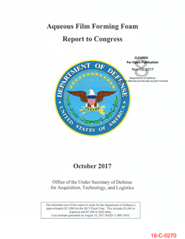 Aqueous Film Forming Foam (AFFF) Report To