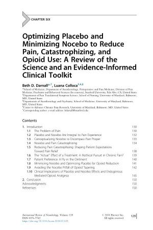 Optimizing Placebo and Minimizing Nocebo to Reduce Pain, Catastrophizing, and Opioid Use: a Review of the Science and an Evidence-Informed Clinical Toolkit