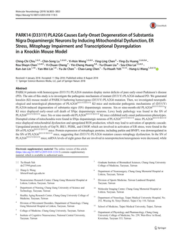 PARK14 (D331Y) PLA2G6 Causes Early-Onset Degeneration Of