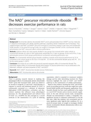 The NAD+ Precursor Nicotinamide Riboside Decreases Exercise Performance in Rats Ioannis A