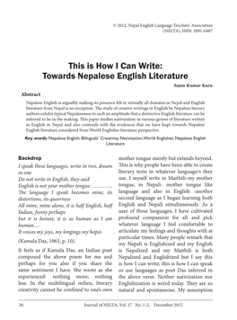 Towards Nepalese English Literature