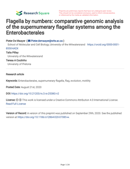 Comparative Genomic Analysis of the Supernumerary Fagellar Systems Among the Enterobacterales