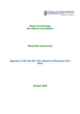 Waste Core Strategy Site Options Consultation Waste Site Assessment Appendix C.109: Site