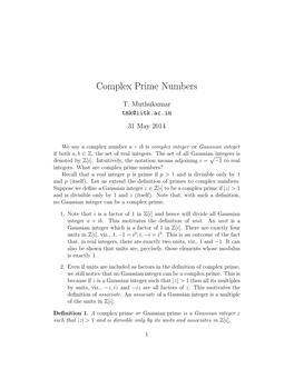 Complex Prime Numbers