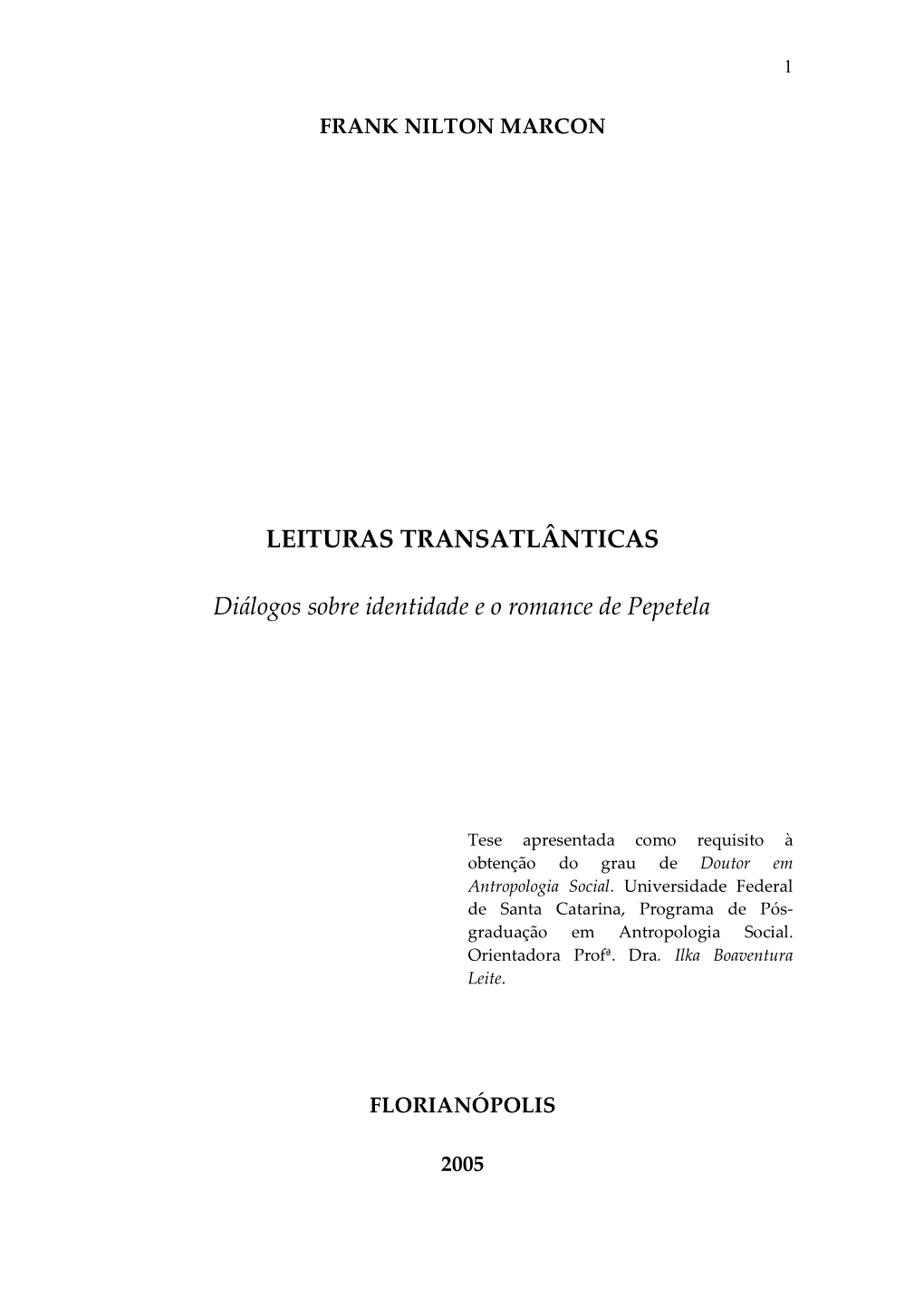 LEITURAS TRANSATLÂNTICAS Diálogos Sobre Identidade E O