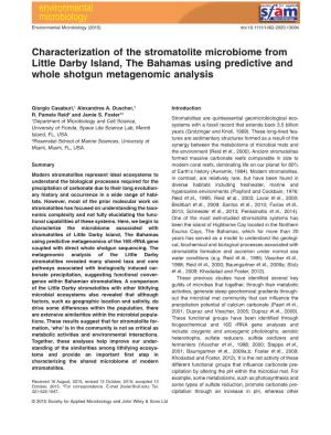 Characterization of the Stromatolite Microbiome from Little Darby Island, the Bahamas Using Predictive and Whole Shotgun Metagenomic Analysis