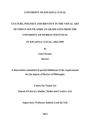 University of Kwazulu-Natal Culture, Politics And