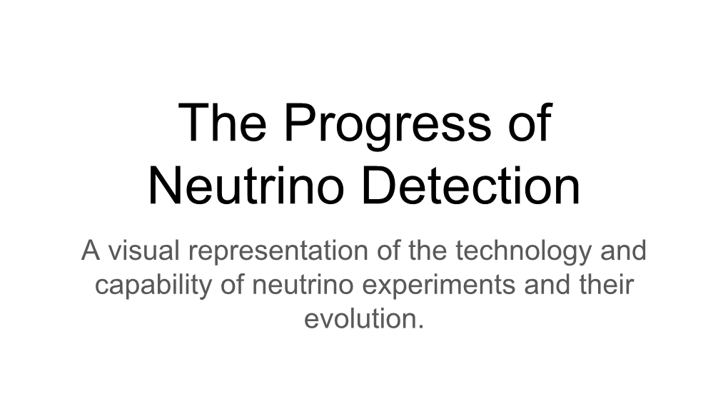 The Progress of Neutrino Detection a Visual Representation of the Technology and Capability of Neutrino Experiments and Their Evolution