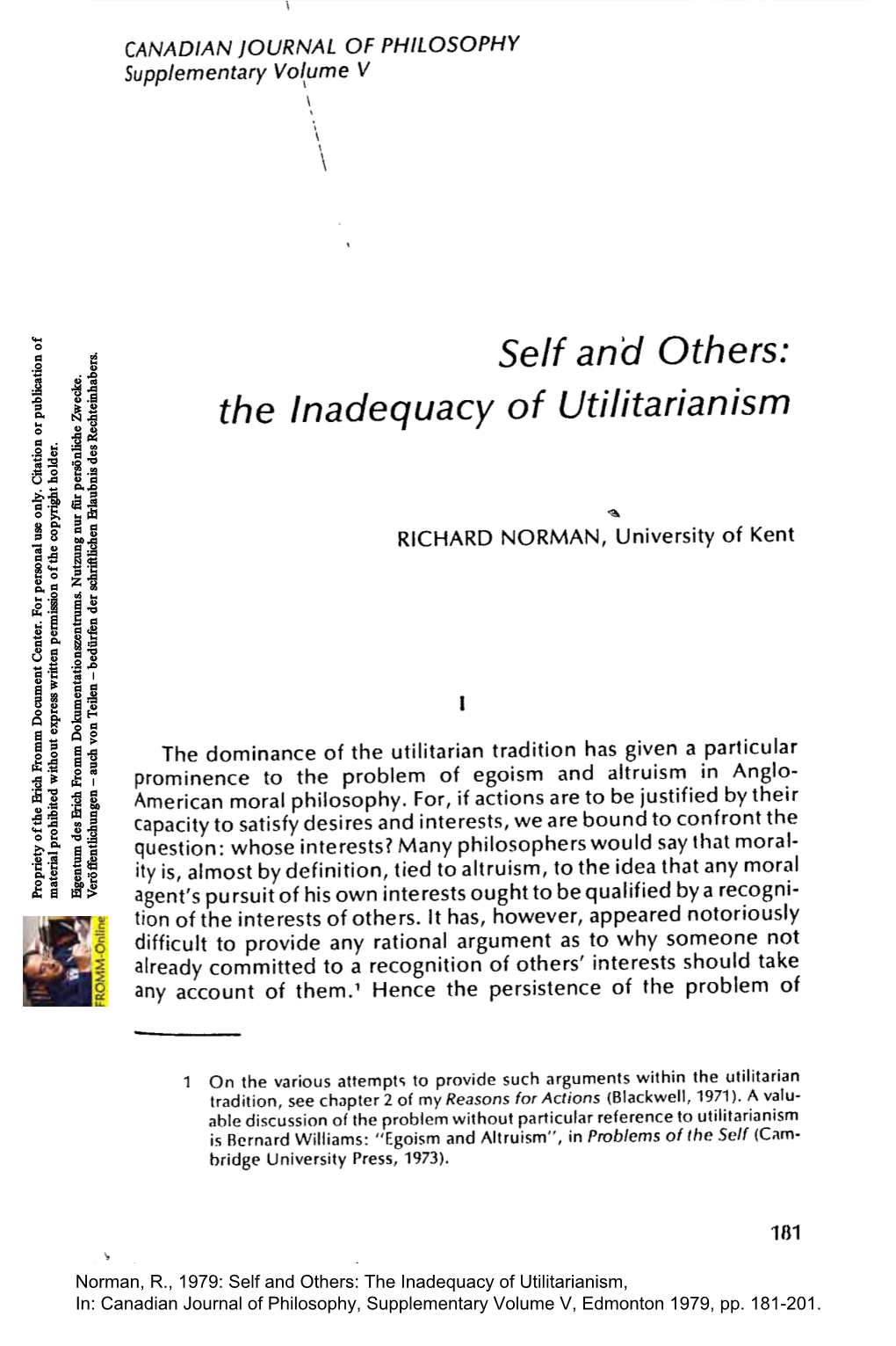 The Inadequacy of Utilitarianism