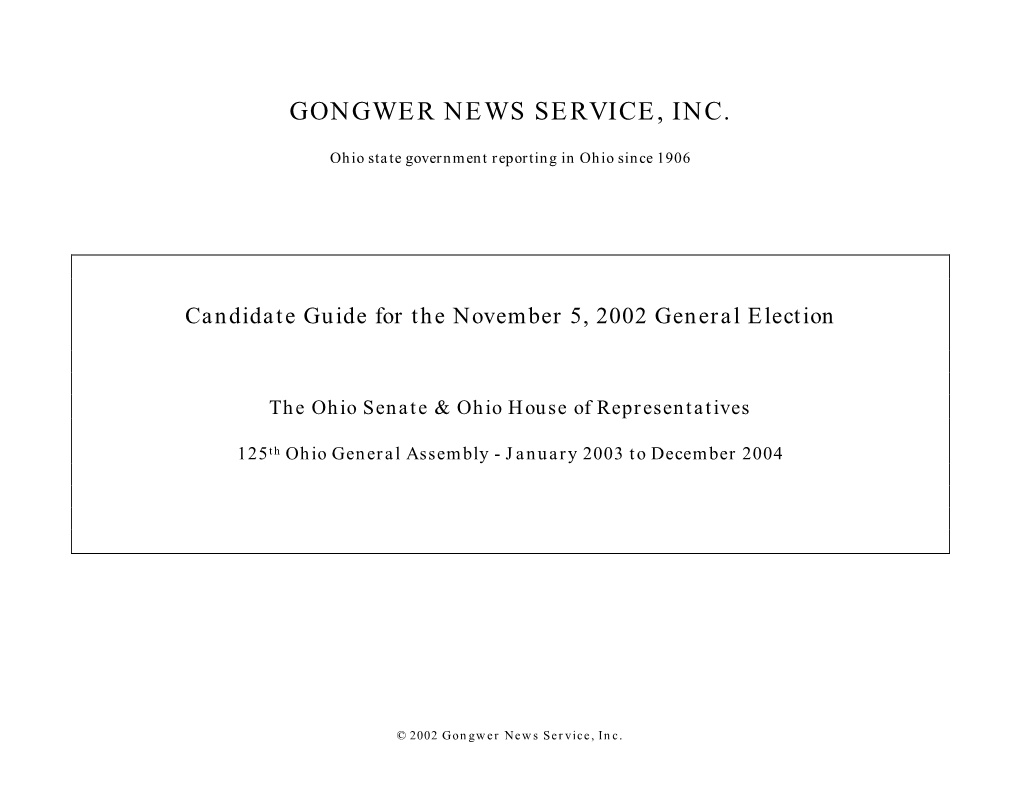 Gongwer 2002 Candidate Guide